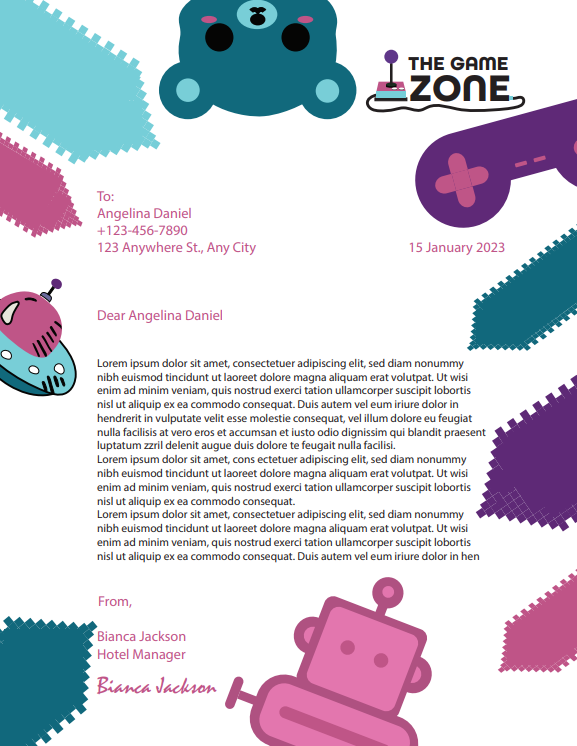 The Game Zone Letterhead